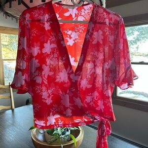 Lush Red and White Floral Top